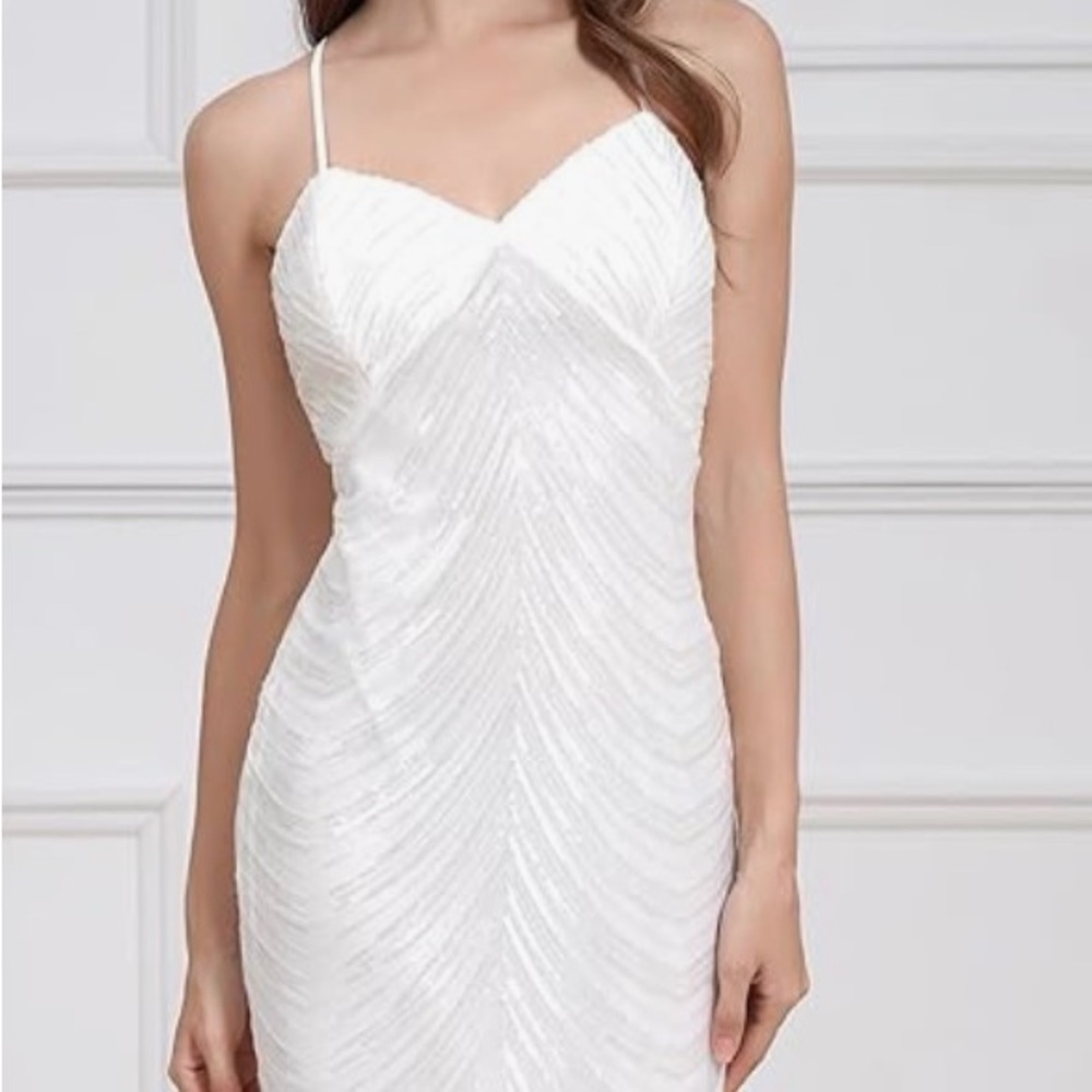 Elegant White Sequin Dress
